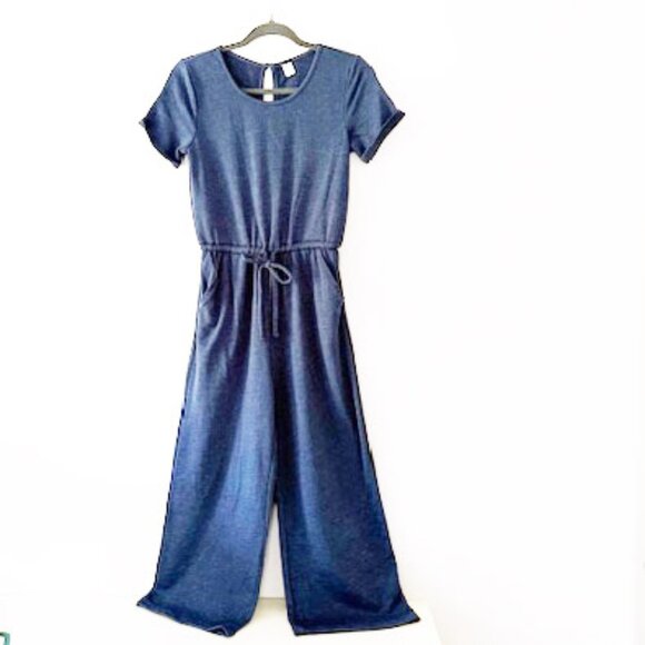 Old Navy Waist-Defined French Terry Heather Blue jumpsuit — Women's XS - Picture 2 of 8